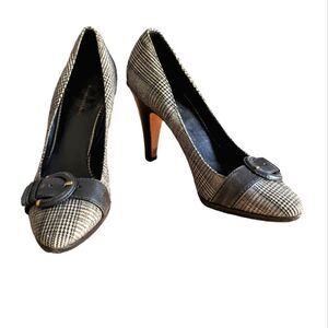 *Banana Republic Brown Plaid Buckle Pump Sz.10